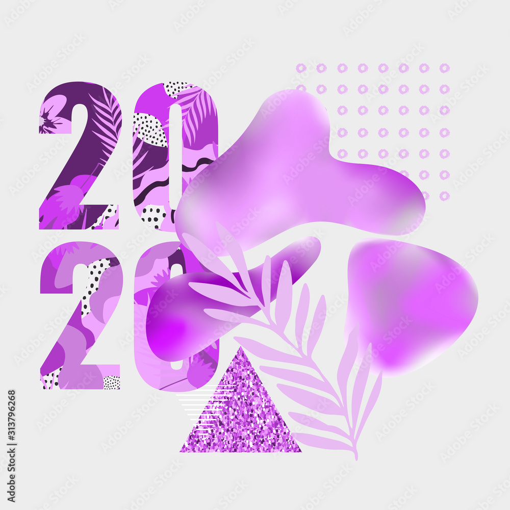 Happy New Year 2020 design template. Modern vector illustration background for greeting card, party invitation card, social media banner, website banner, marketing and promotional material