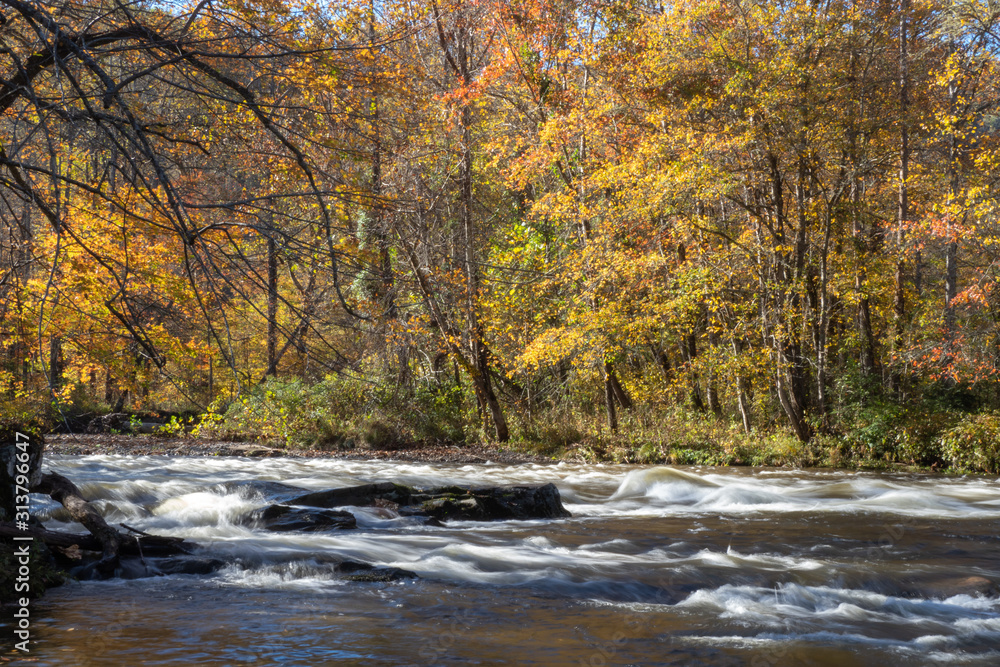 Oconaluftee River Rapids in Fall - North Carolina
