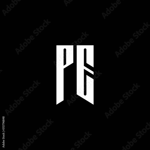 PE logo monogram with emblem style isolated on black background