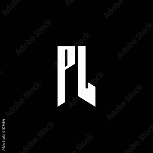 PL logo monogram with emblem style isolated on black background