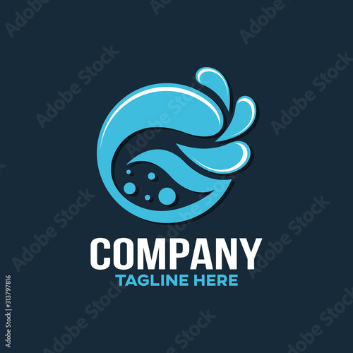 Modern letter G and water logo. Vector illustration.