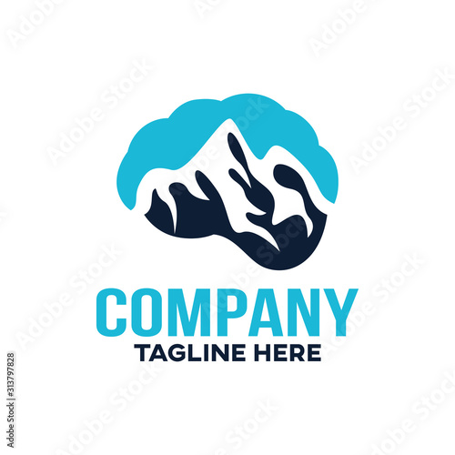 Modern brain mountains and medicine logo