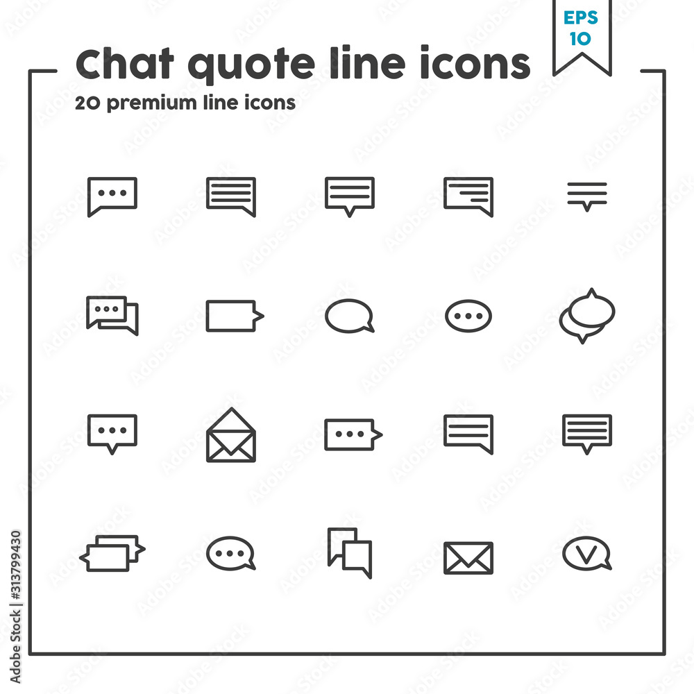 Chat quote thin line icon. Vector illustration symbol elements for web design and apps.