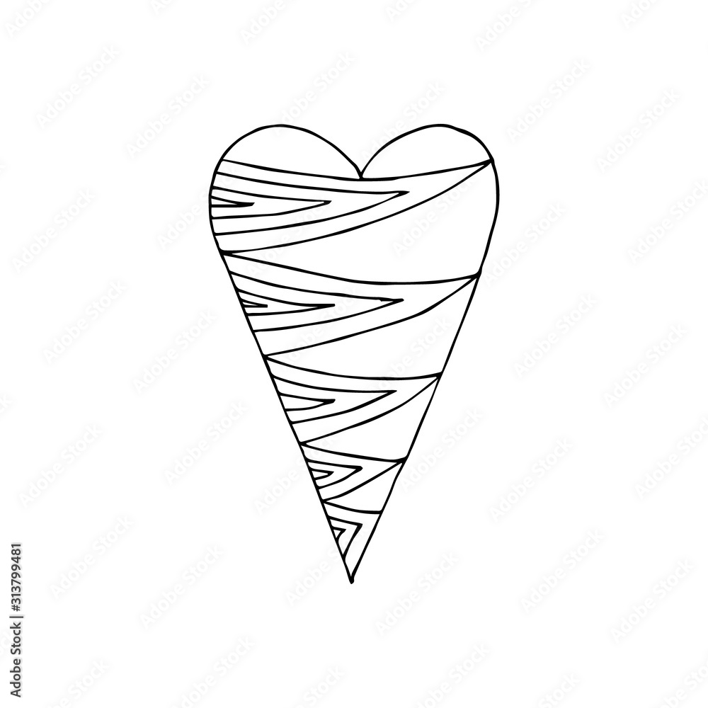 Cute single heart. Illustration drawn by hand for wedding and children's design, logo and greeting card, fabric, textiles, cover. Scandinavian style Cute single heart. Illustration drawn by hand for wedding and children's design, logo and greeting card, fabric, textiles, cover. Scandinavian style