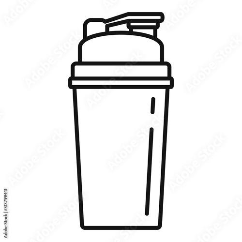 Protein shaker icon. Outline protein shaker vector icon for web design isolated on white background