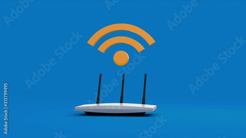 3D Animation of Wireless Router sending Wi-Fi signal