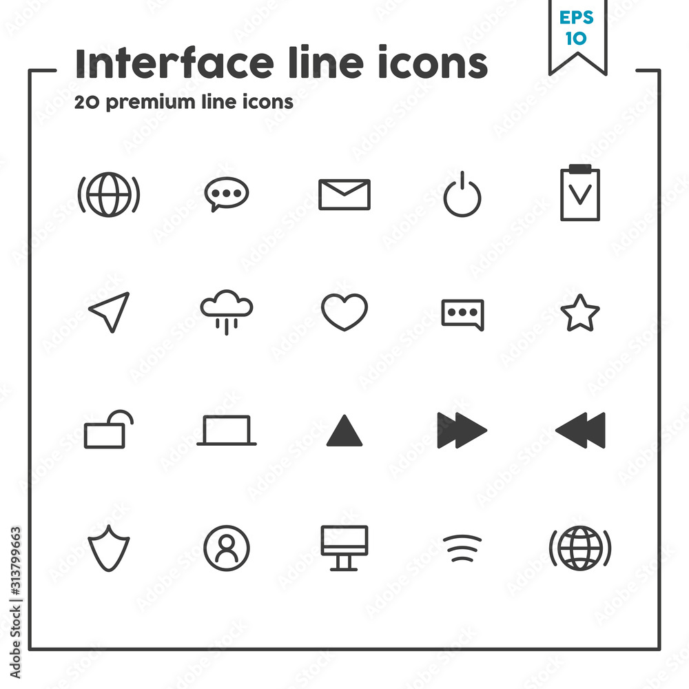 Interface thin line icon. Vector illustration symbol elements for web design and apps. Interface thin line icon. Vector illustration symbol elements for web design and apps.