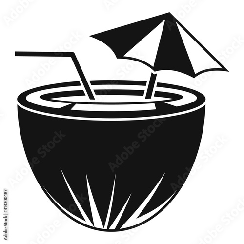 Coconut cocktail icon. Simple illustration of coconut cocktail vector icon for web design isolated on white background