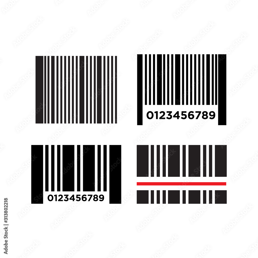Bar code icon vector in set design on white background