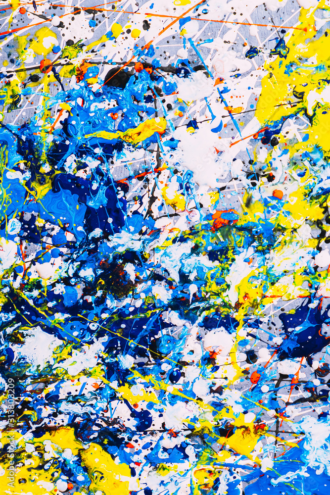 abstract expressonism. Picture painted using the technique of dripping. Mixing different colors red yellow blue white black. Vertcal orientation. abstract expressonism. Picture painted using the technique of dripping. Mixing different colors red yellow blue white black. Vertcal orientation.