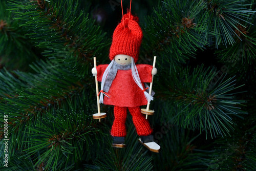 Christmas decoration on the background of the Christmas tree