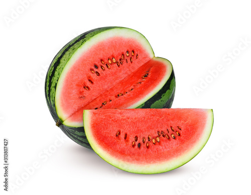 watermelon with slice isolated on white background