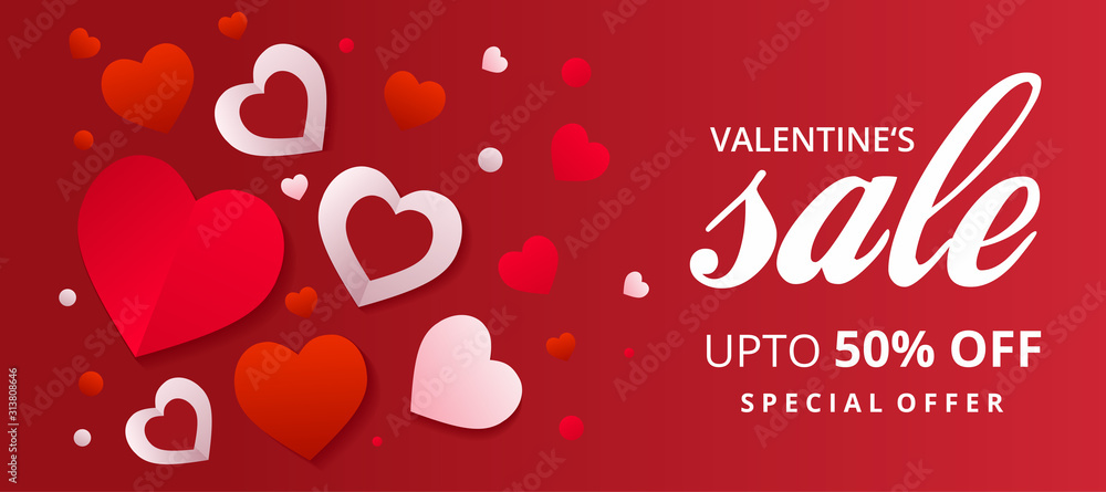 Naklejka premium Valentine's day sale banner template - Vector illustration