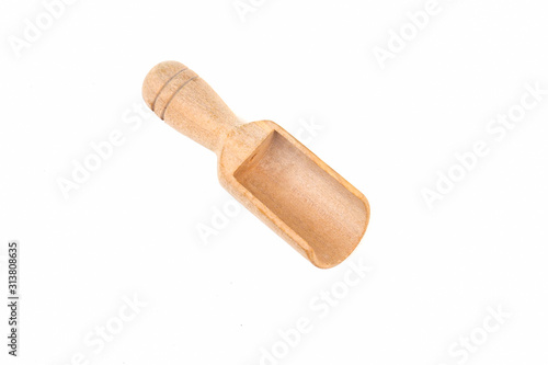 Tea wooden spoon isolated on white background