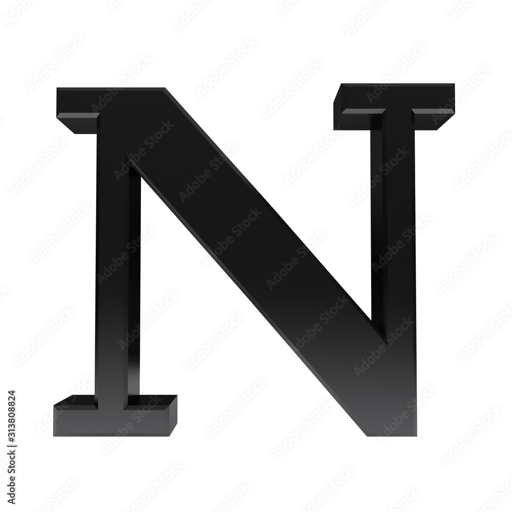 N letter black sign 3d N letter black sign 3d