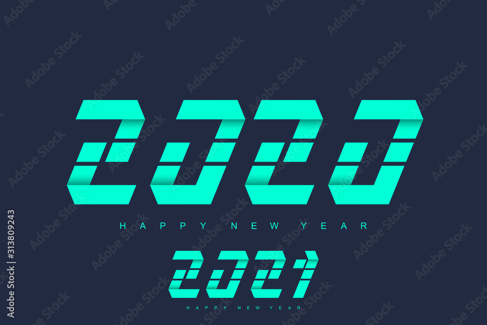 Merry Christmas and Happy New Year 2020 greeting card. Modern futuristic template for 2020. Digital data visualization. Business technology concept. Vector illustration Merry Christmas and Happy New Year 2020 greeting card. Modern futuristic template for 2020. Digital data visualization. Business technology concept. Vector illustration