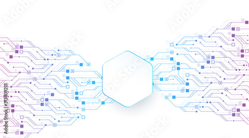 Technology abstract circuit board texture background. High-tech futuristic circuit board banner wallpaper. Digital data. Engineering electronic motherboard. Minimal array Big Data Vector illustration