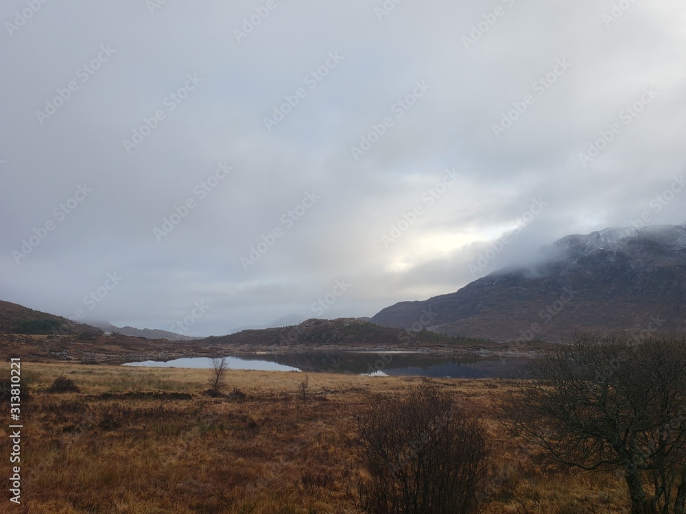 Landscape with mountains and fog. Landscape with mountains and fog.
