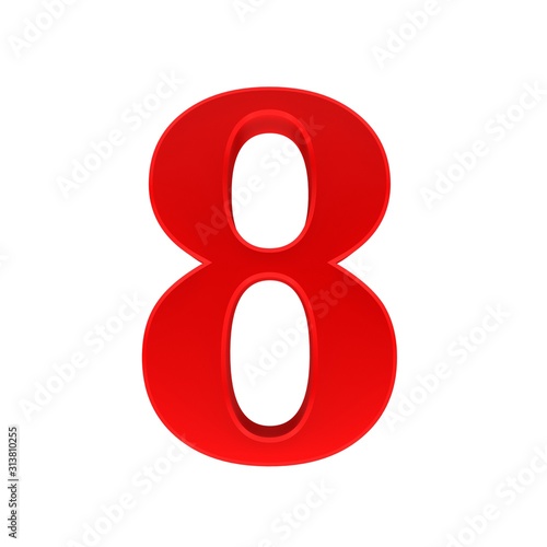 8 number red 3d eight sign