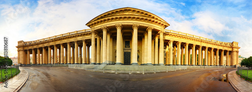 Summer sunny evening at the Kazan Cathedral in St. Petersburg  Russia
