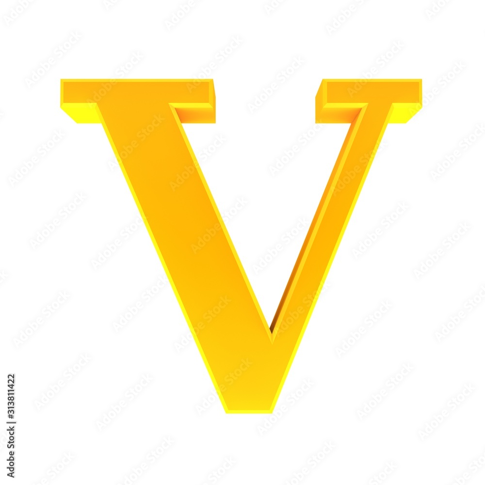 V golden letter 3d sign V golden letter 3d sign