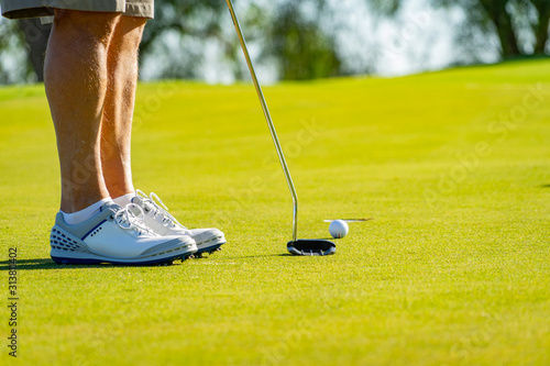 Cuadro en lienzo Golf at La Cala de Mijas, Spain on a sunny day with green grass and beautiful landscape
