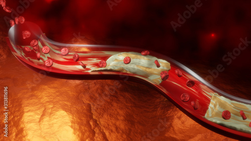 3D rendered illustration of arteries and arterioles transport oxygenated blood from the lungs to the body and its organs, and veins and venules transport deoxygenated blood from the body to organs.