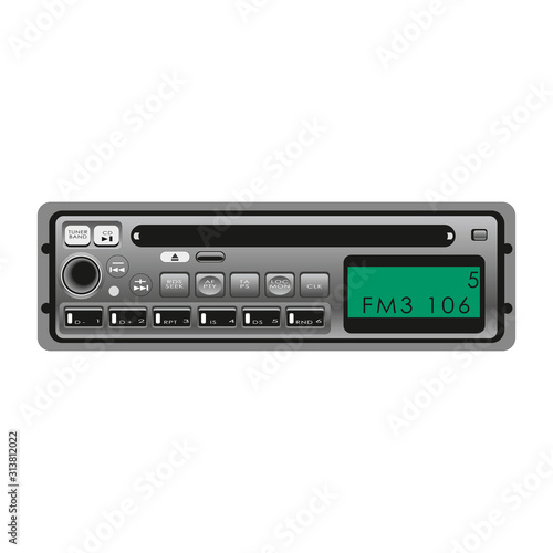 Car audio. Media receiver. Vector illustration isolated on white background