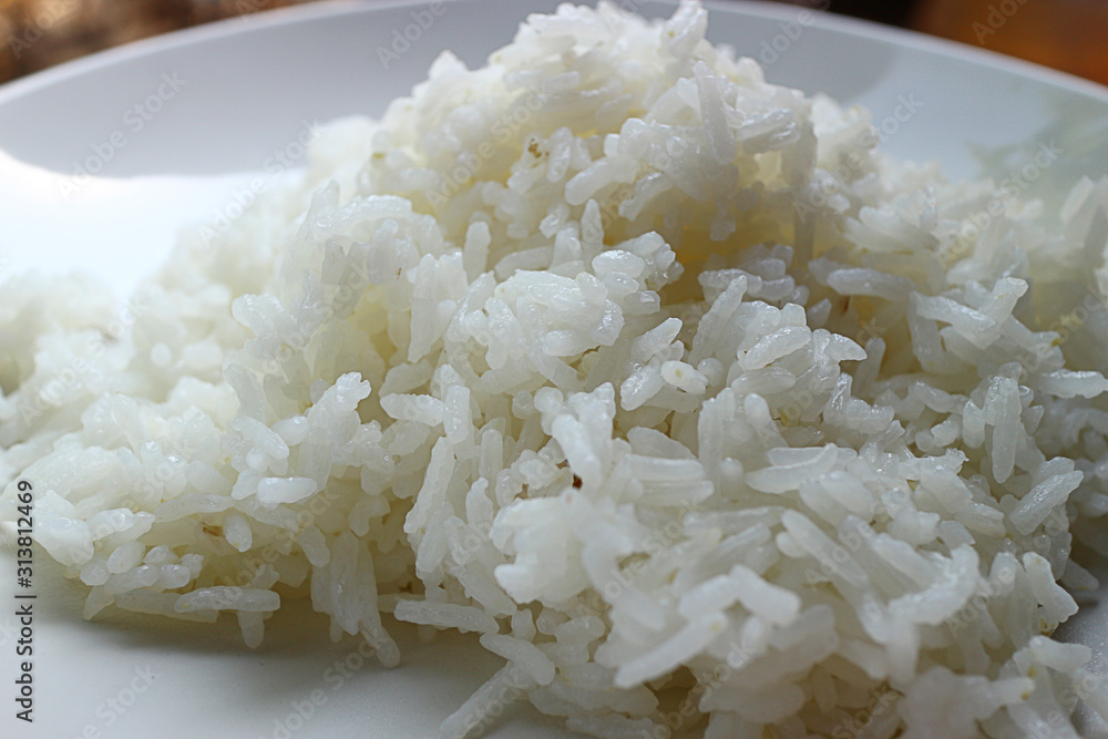 cooked white rice on a plate cooked white rice on a plate