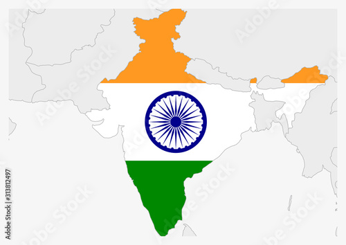 India map highlighted in India flag colors