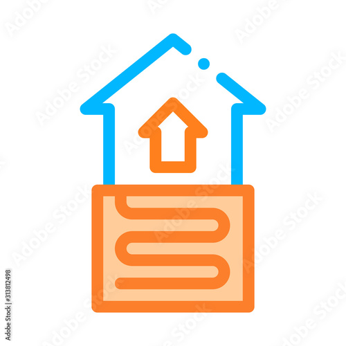 House Room Floor Heating Equipment Vector Icon Thin Line. Cool And Humidity, Airing, Ionisation And Heating Illustration