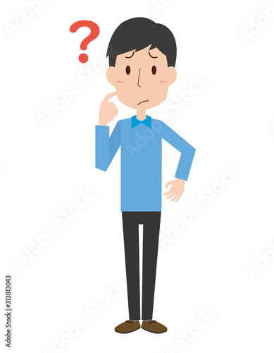 男性　全身　疑問　表情　感情　ポーズ