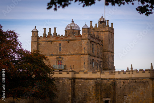 Bolsover Castle in Derbyshire, England shot from within the grounds looking at the English Castle