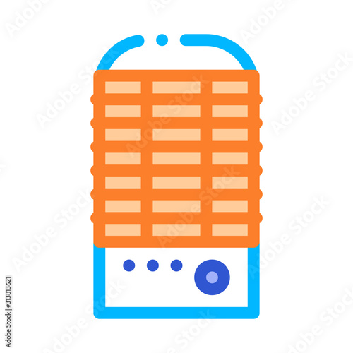 Portable Air Conditioner Fan Cool Device Vector Icon Thin Line. Cool And Humidity, Airing, Ionisation And Heating Illustration