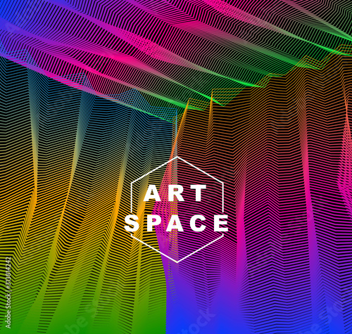 Vector surreal illusion art for design, line art 3d dimensional textured inner space, hallucinogen drug trip theme. Fantastic psychedelic trendy modern op art, optical dimensional illusion.