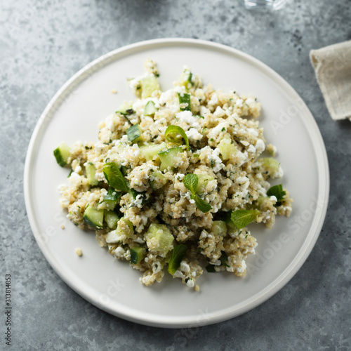 Quinoa salad with cucumber and mint