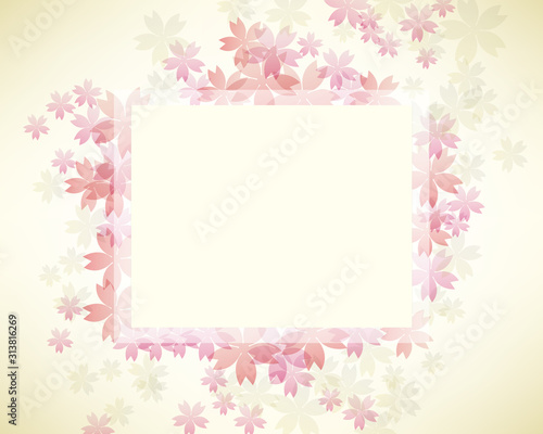 background illustration of cherry blossoms with frame © MisaoN