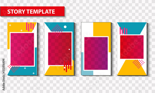 Vector set of social media history design templates, summer colors - background for banner, greeting cards, posters and advertising - summer vacation concept