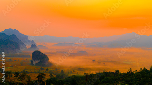 Sunrise at Chang Noi Cliff Phu Lanka Phayao.