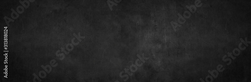 Panel kuchenny z motywem Blank wide screen Real chalkboard background texture in college concept for back to school panoramic wallpaper for black friday white chalk text draw graphic. Empty surreal room wall blackboard pale.