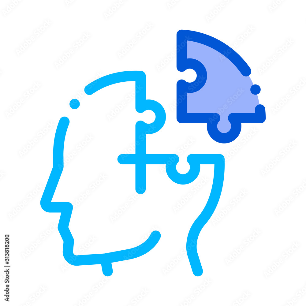 Puzzle Detail Man Silhouette Headache Vector Icon Thin Line. Tension And Cluster Headache, Migraine And Brain Symptom Illustration Puzzle Detail Man Silhouette Headache Vector Icon Thin Line. Tension And Cluster Headache, Migraine And Brain Symptom Illustration