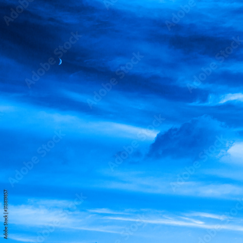 Sky with cloud toned Classic Blue color.
