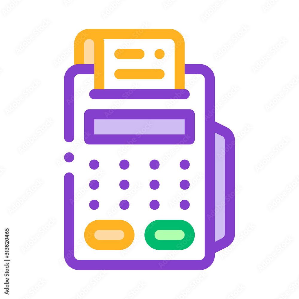 Cash Machine Calculator And Check Vector Icon Thin Line. Money Sign On Smartphone Display And Magnifier, Web Site Financial Illustration Cash Machine Calculator And Check Vector Icon Thin Line. Money Sign On Smartphone Display And Magnifier, Web Site Financial Illustration