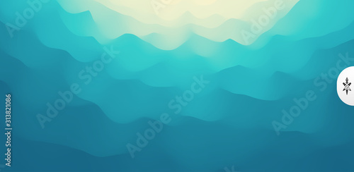 Wavy gradient backdrop. Abstract background with dynamic effect. Bright smooth transitions. 3D vector Illustration for design.