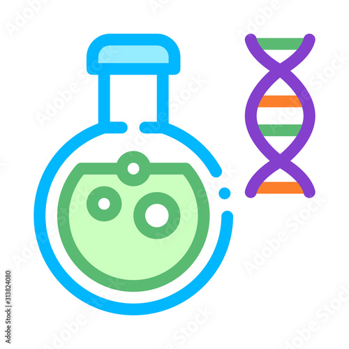 Chemistry Lab Glassware Biomaterial Vector Icon Thin Line. Biology And Science Flasks, Bioengineering, Dna And Medicine Biomaterial Concept Linear Pictogram. Contour Illustration