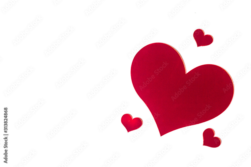 red heart on white background, valentines day greeting card template, space for text