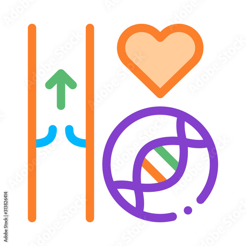 Heart Vaisseau Sanguin Biomaterial Vector Icon Thin Line. Biology And Science Flasks, Bioengineering, Dna And Medicine Vaccine Biomaterial Concept Linear Pictogram. Contour Illustration