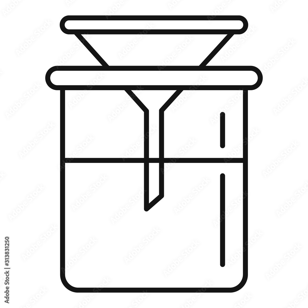Funnel flask icon. Outline funnel flask vector icon for web design isolated on white background Funnel flask icon. Outline funnel flask vector icon for web design isolated on white background