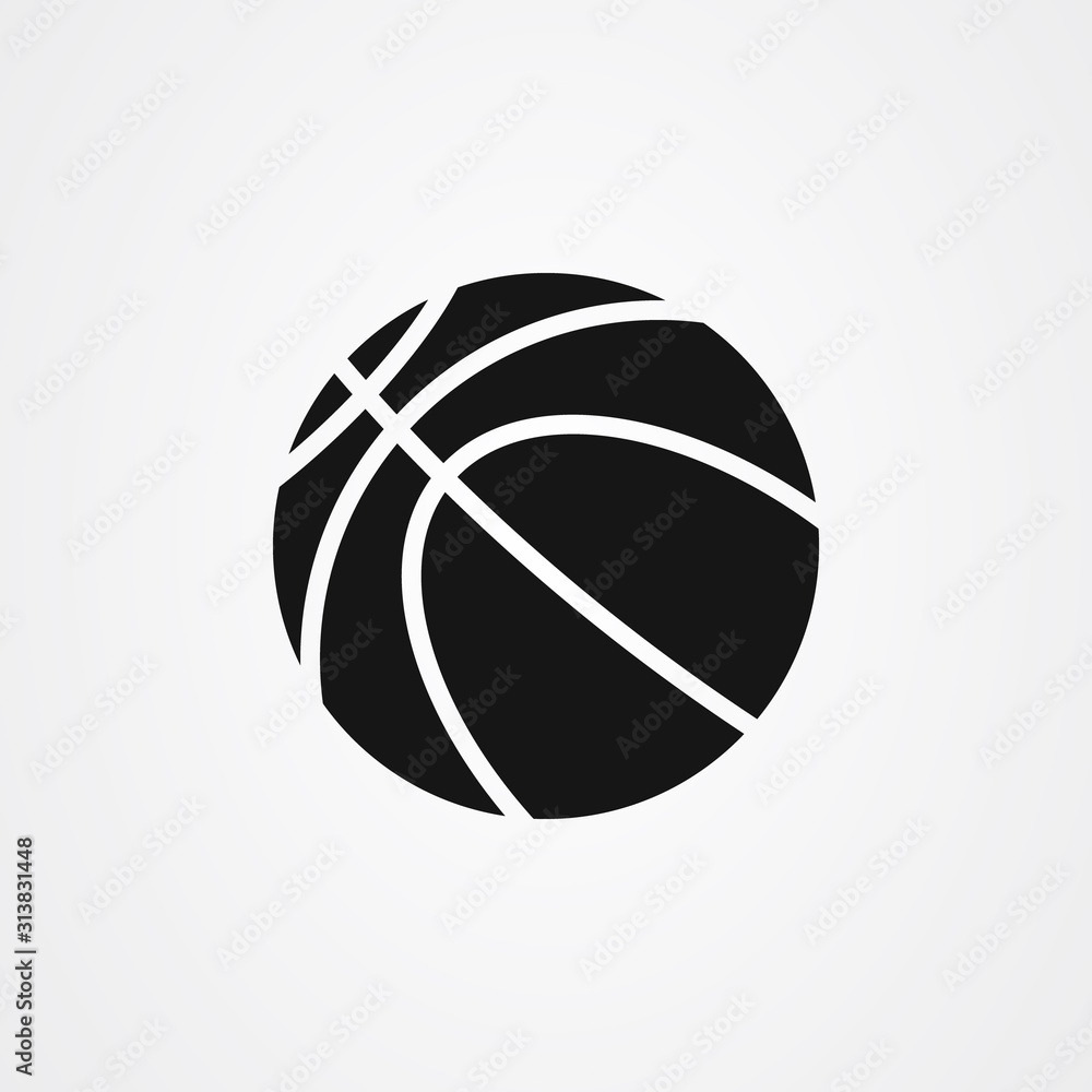 Basket ball icon symbol vector design in negative space style