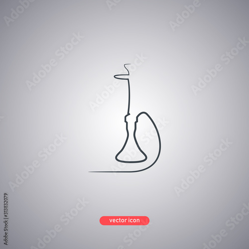 Hookah icon drawn by one line. Silhouette of a hookah. 